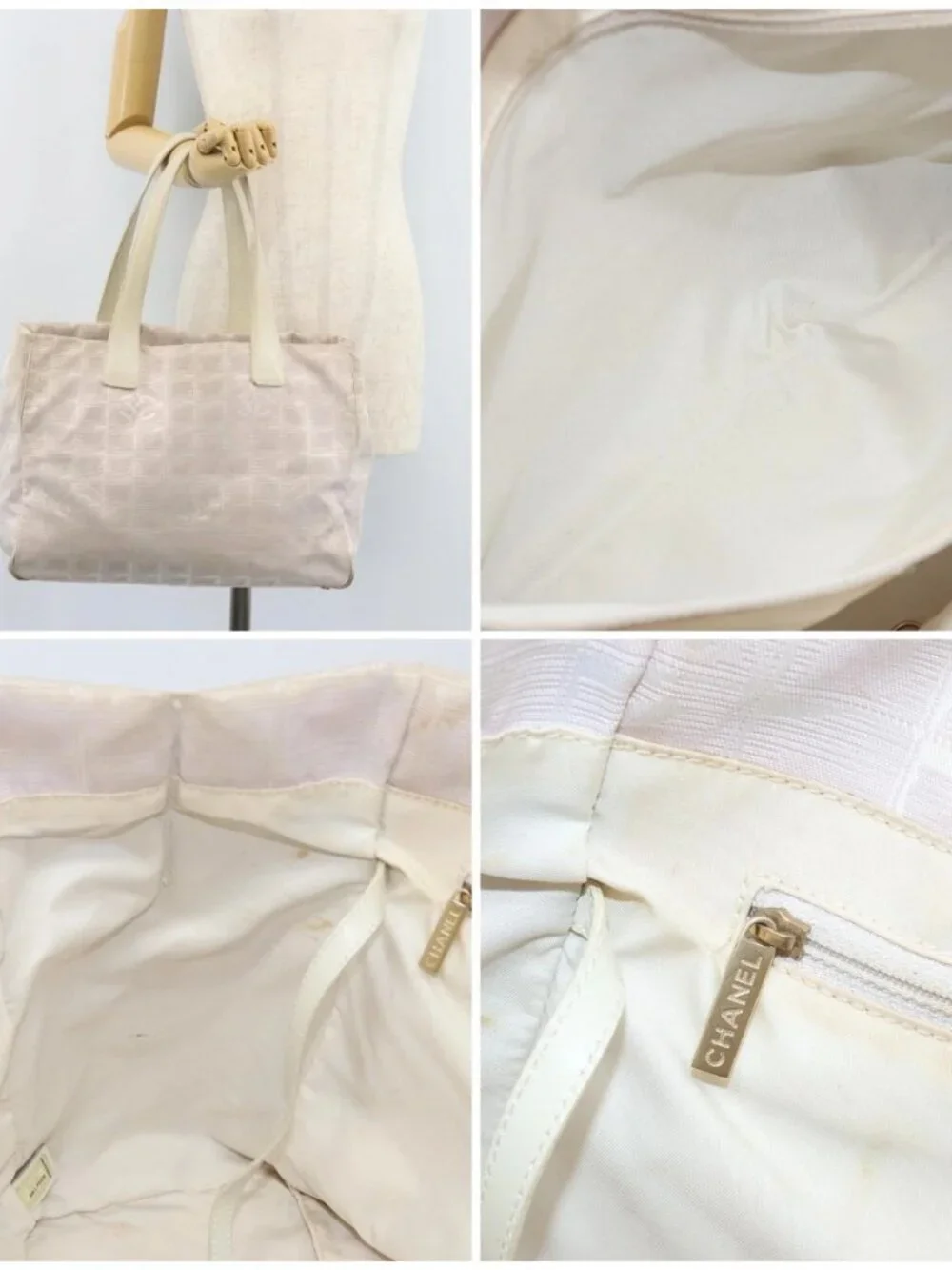 CHANEL New Travel Line Tote Bag Nylon Pink Gold CC Auth BA11718